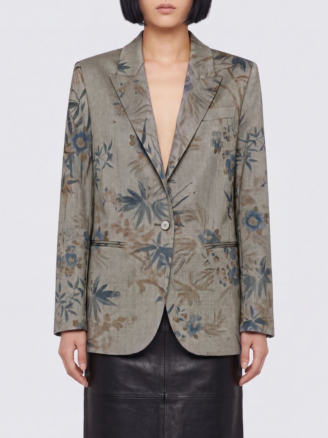 Forte Forte Single-Breasted Liberty Floral Print Short Blazer with Peak Lapels