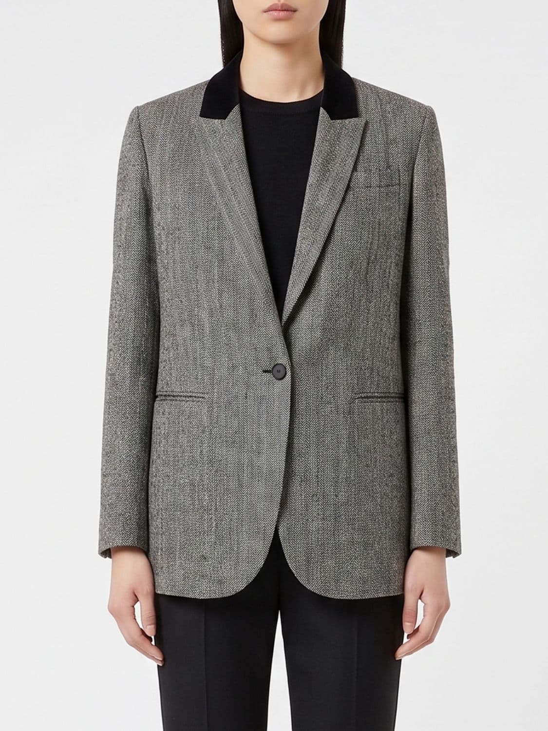 Forte Forte Short Single-Breasted Chevron Viscose Blazer