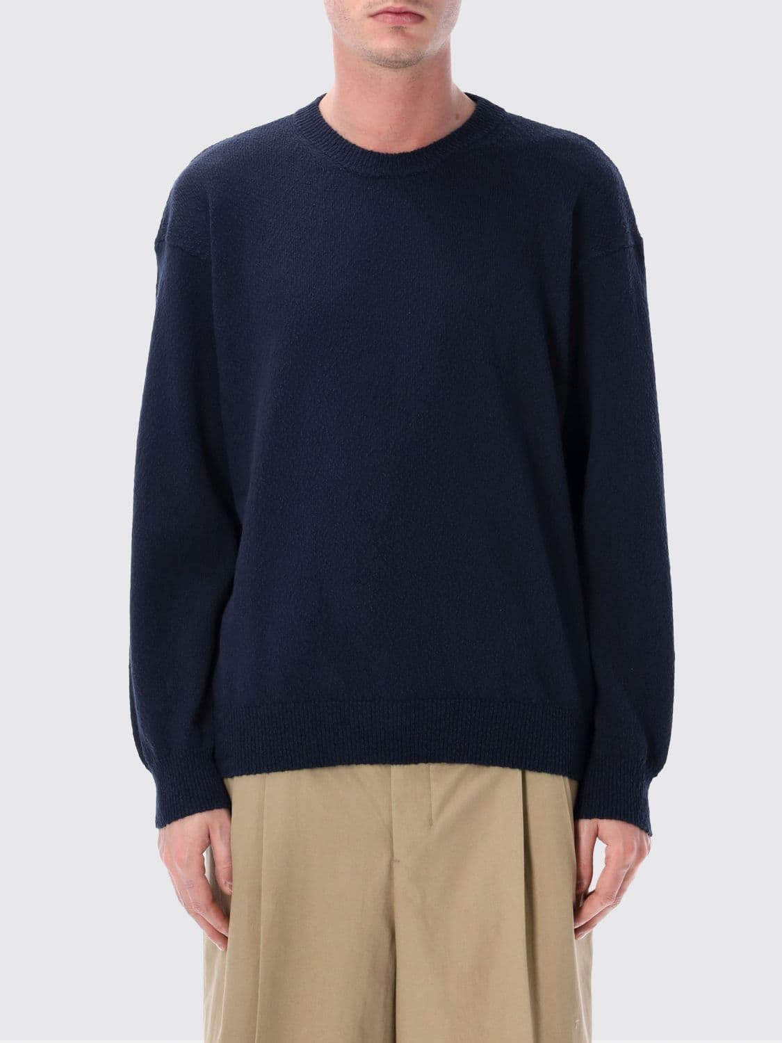 Roberto Collina Long-Sleeved Crewneck Sweater in Cotton with Dropped Shoulders · 48