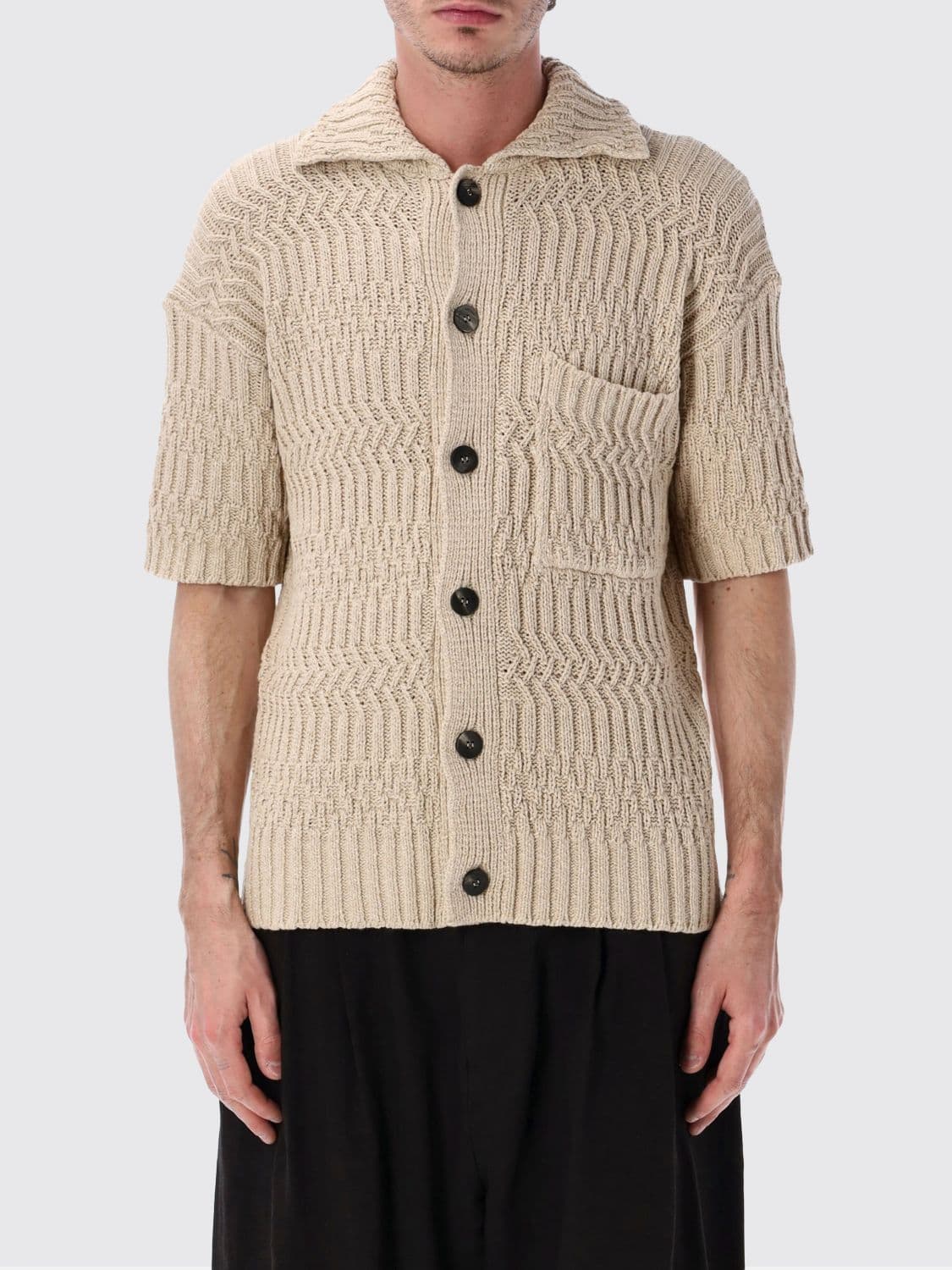 Roberto Collina Classic Collar Short-Sleeved Cardigan in Cotton