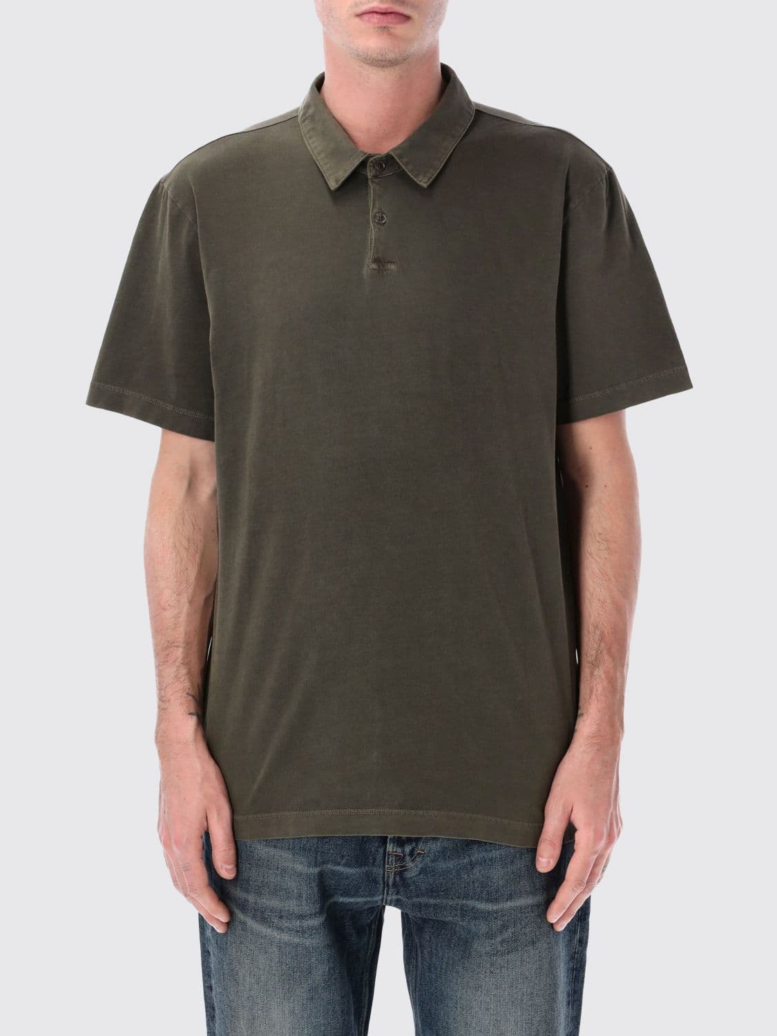 James Perse Short-Sleeved Supima Cotton Polo with 3-Button Placket