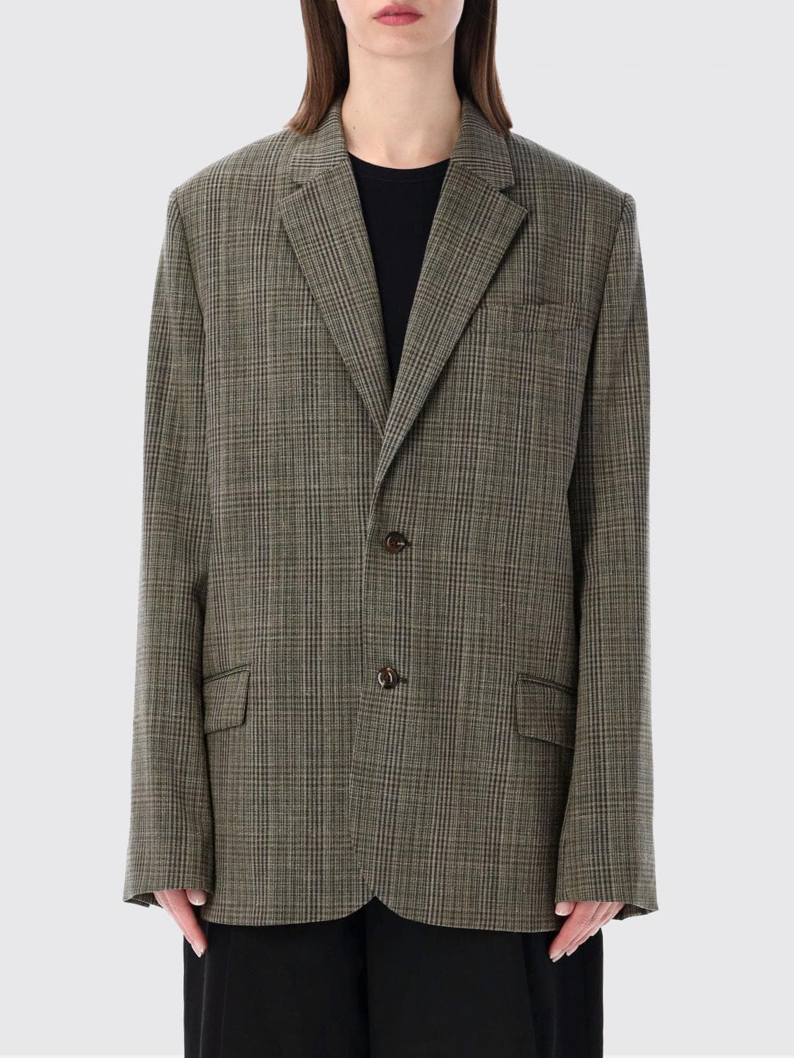 Soeur Single-Breasted Check Wool-Blend Blazer · 38