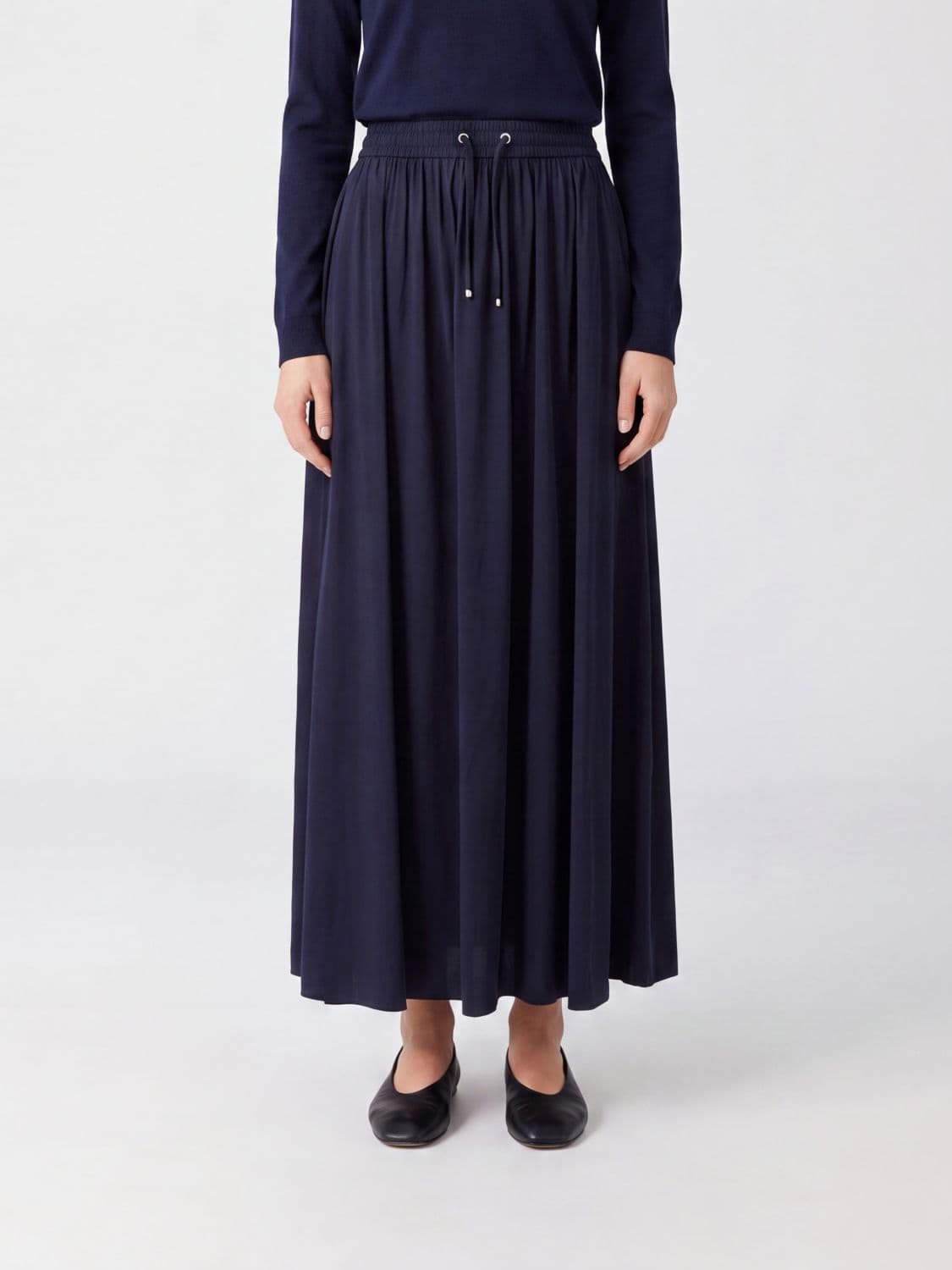 Herno A-Line Midi Jersey Skirt with High Elasticated Waist · 42