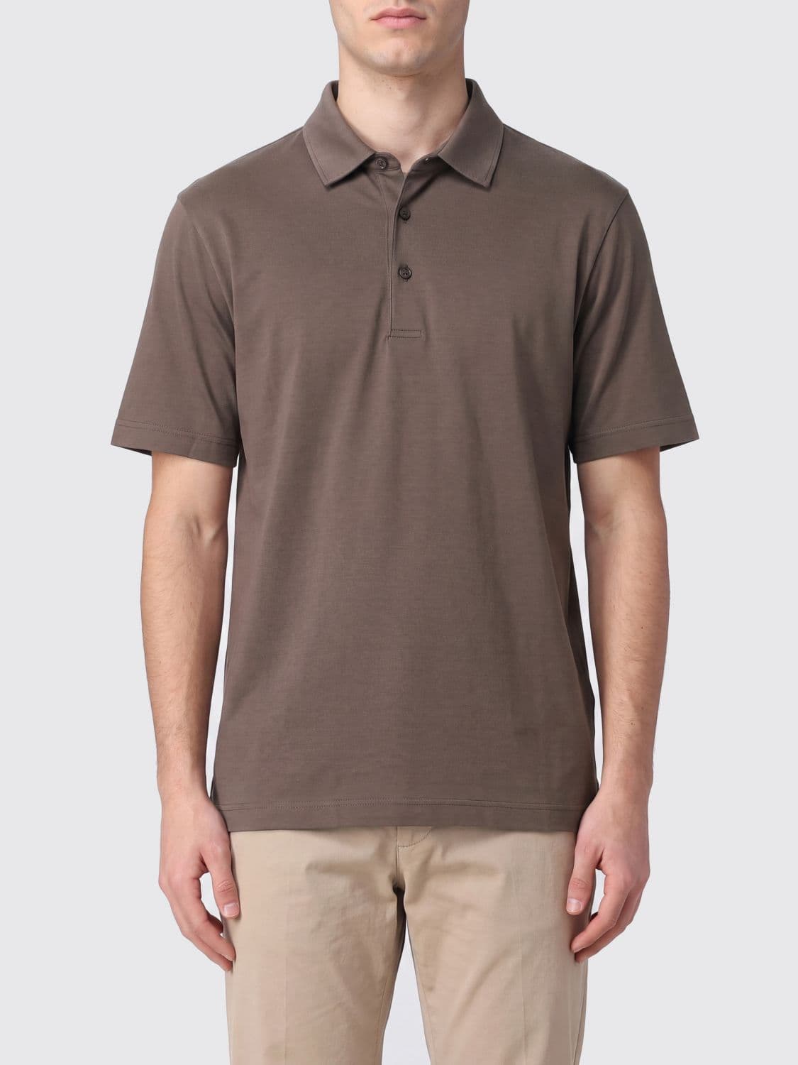 Herno Short-Sleeve Cotton Polo Shirt with Three-Button Placket