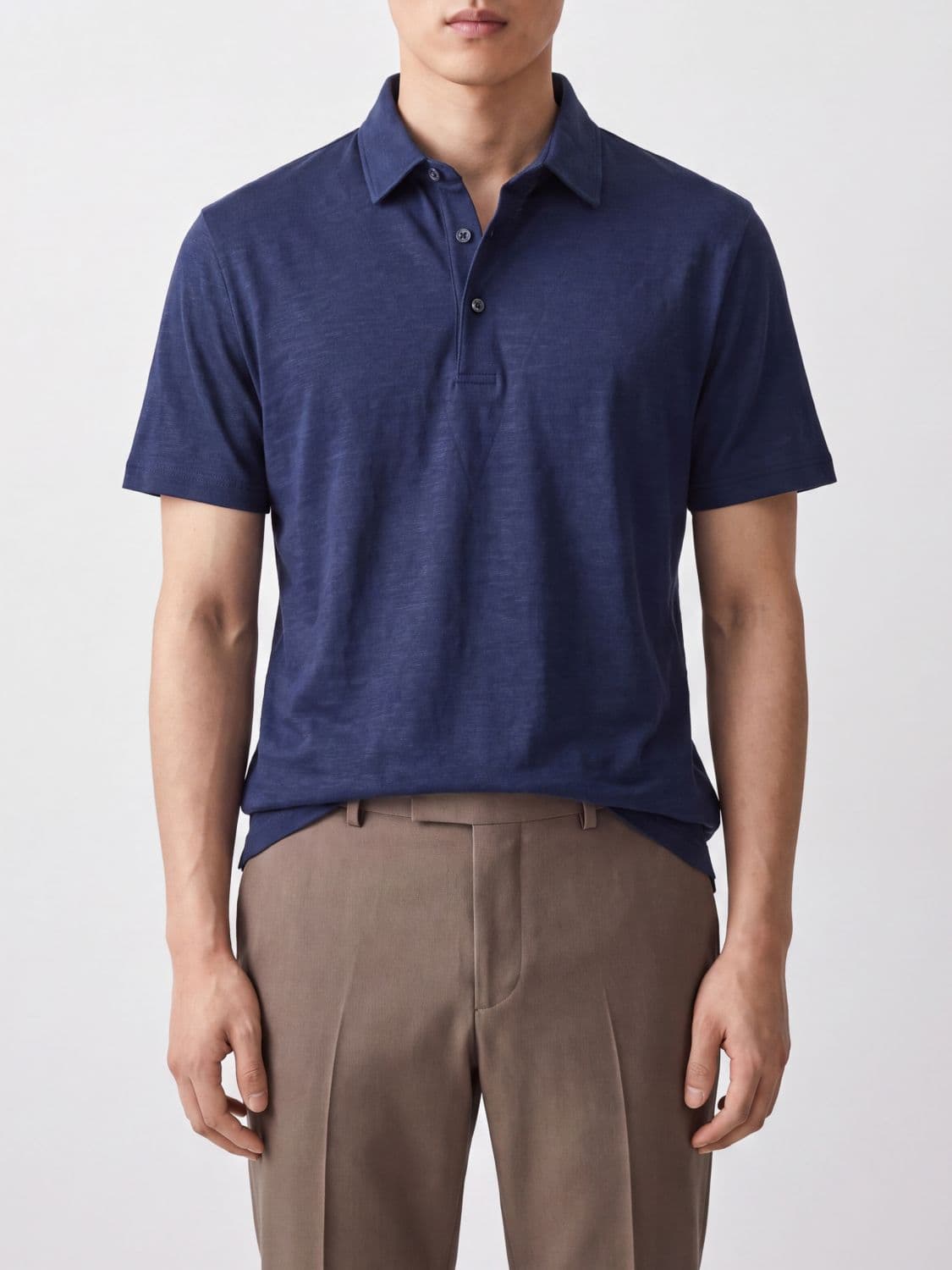 Herno Short-Sleeve Cotton Polo Shirt with Three-Button Placket
