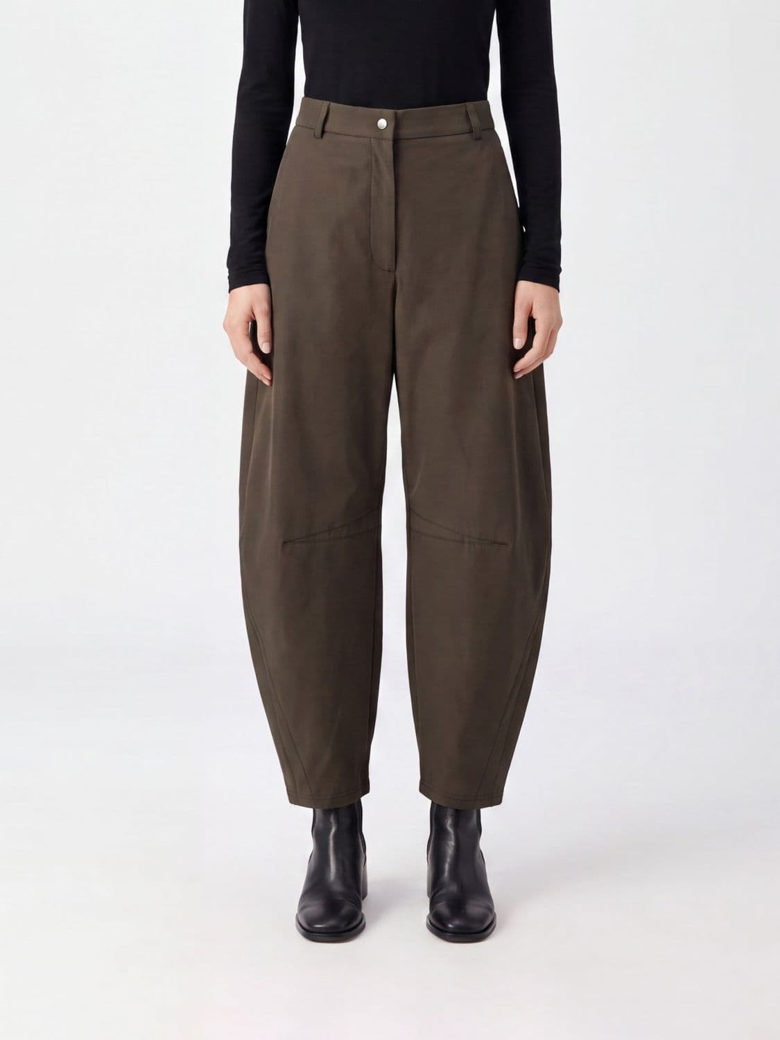 Herno High-Waisted Wide-Leg Trousers in Twill with Belt Loops