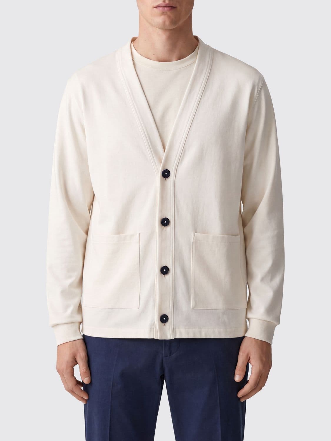 Herno V-Neck Polyester Cardigan with Patch Pockets