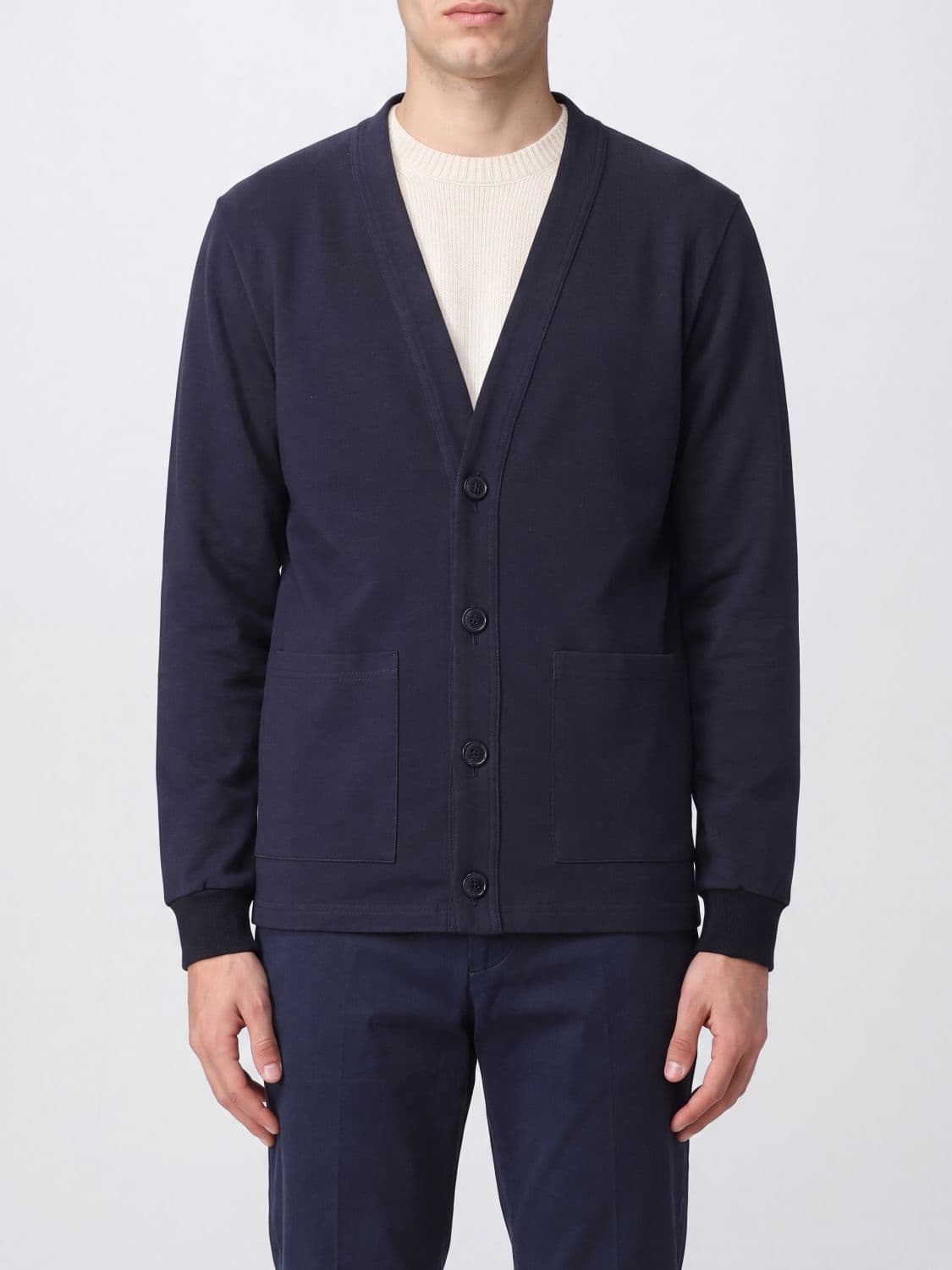 Herno V-Neck Polyester Cardigan with Patch Pockets