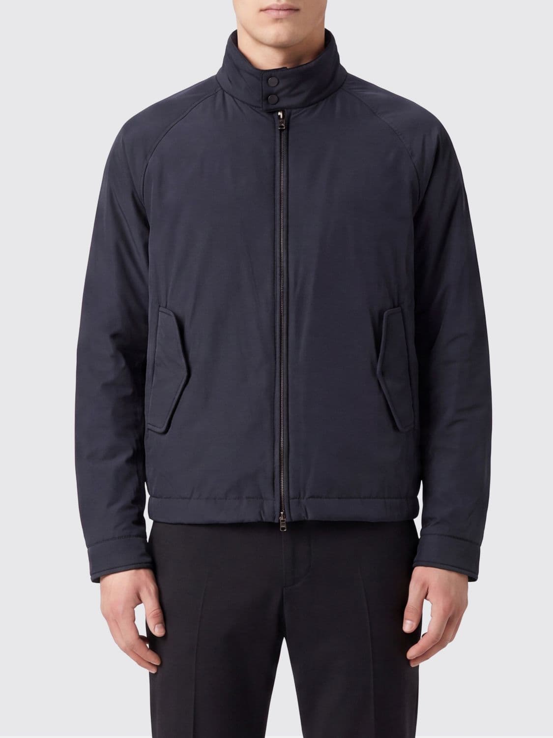 Herno Nylon Windbreaker Jacket with High Neck and Two-Way Zip Closure