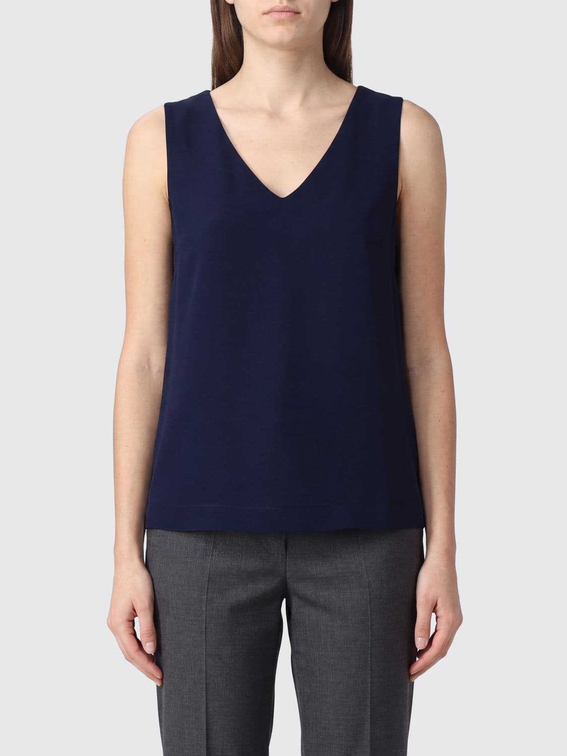 Herno Sleeveless Viscose Top with V-Neck and Minimalist Design · 42