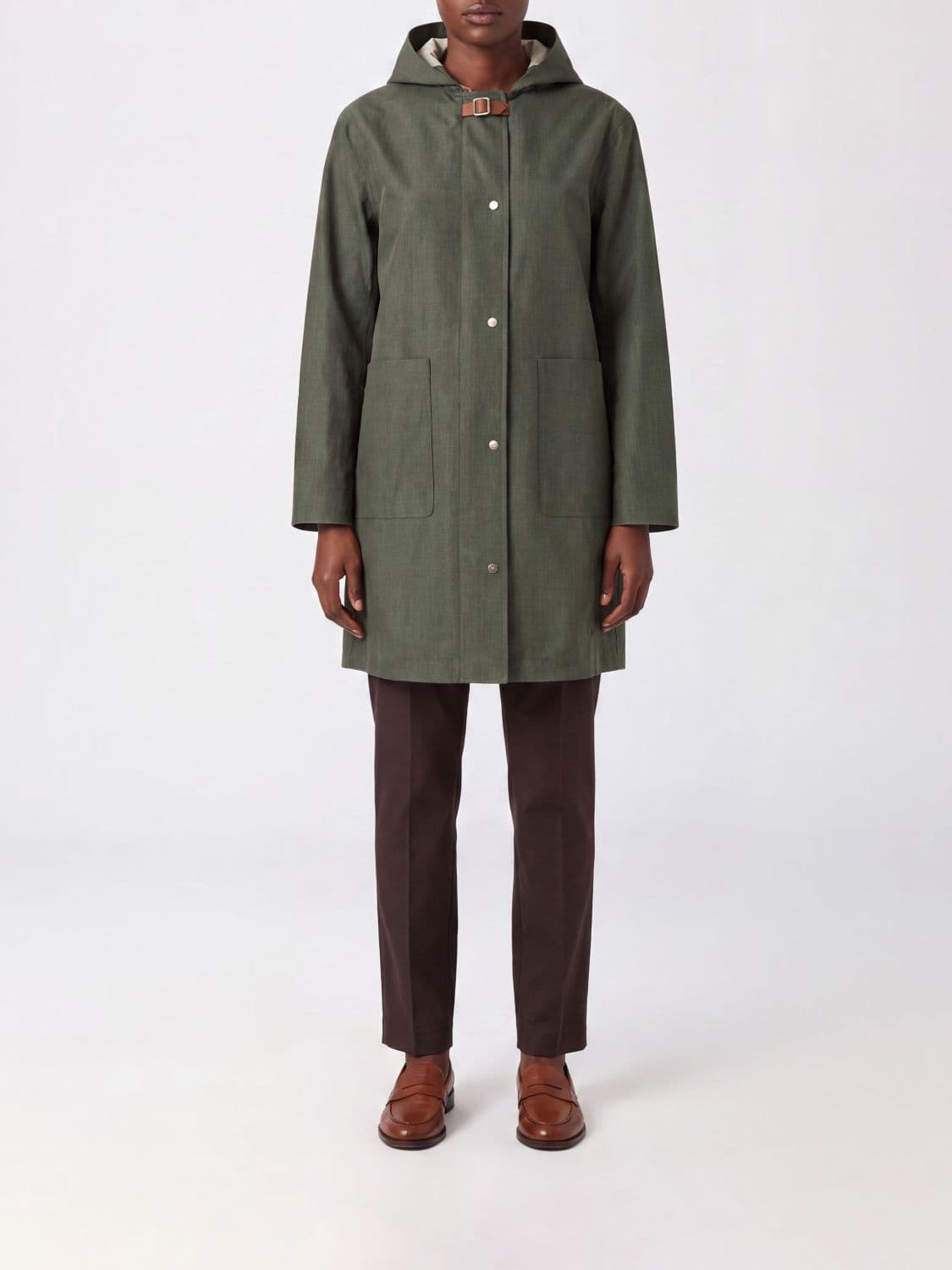 Herno Single-Breasted Linen and Wool Blend Hooded Coat