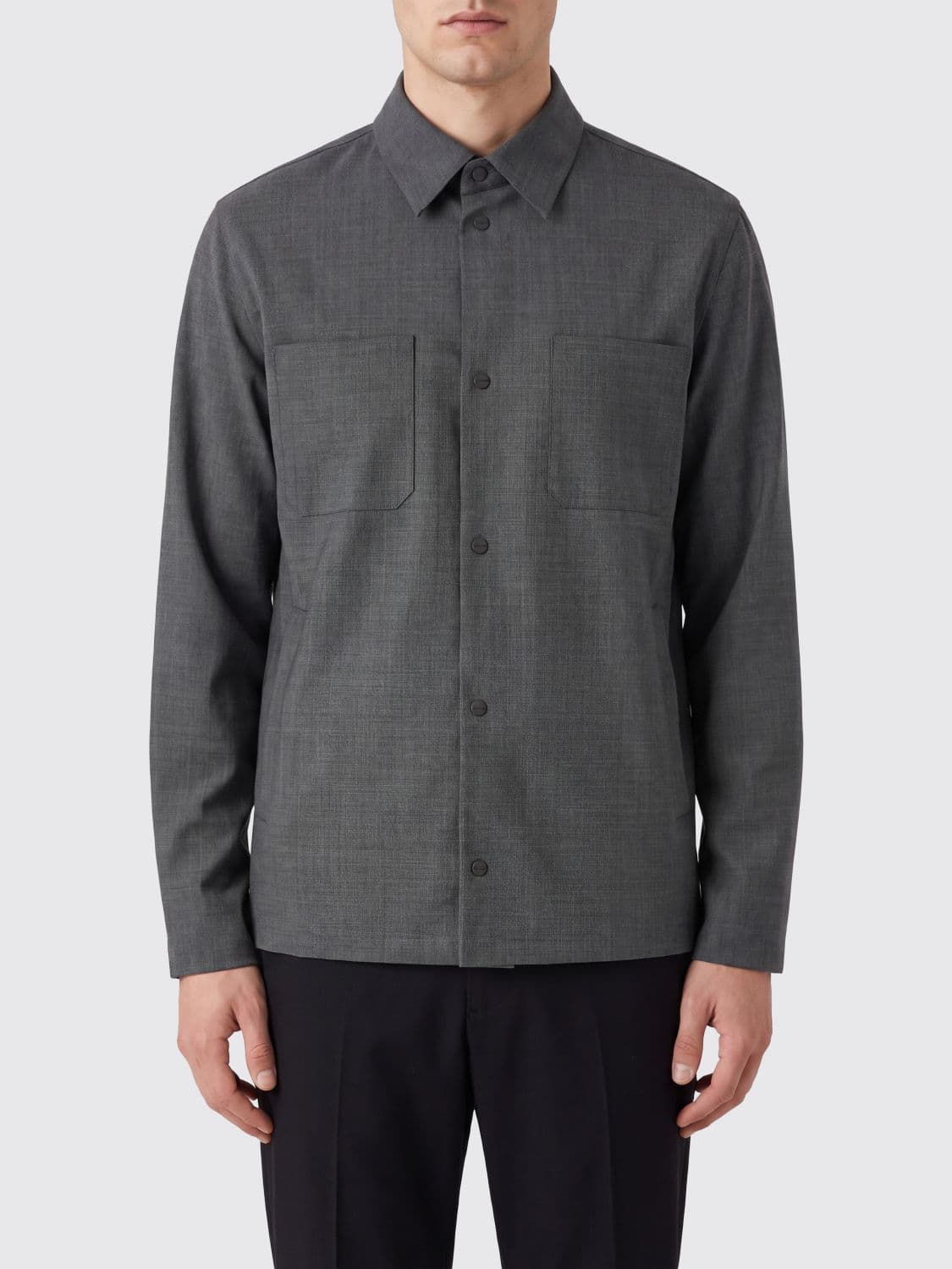 Herno Wool Blend Shirt Jacket with Patch Pockets