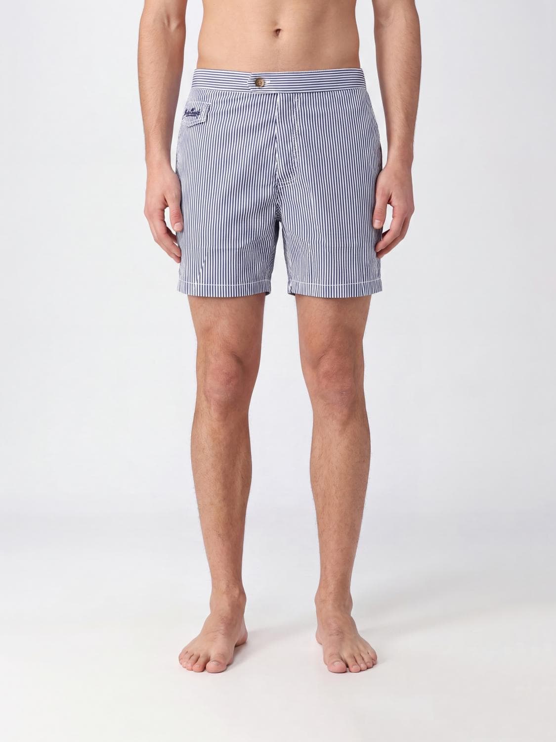Mc2 Saint Barth Striped Swim Shorts with Elasticated Waist and Embroidered Logo