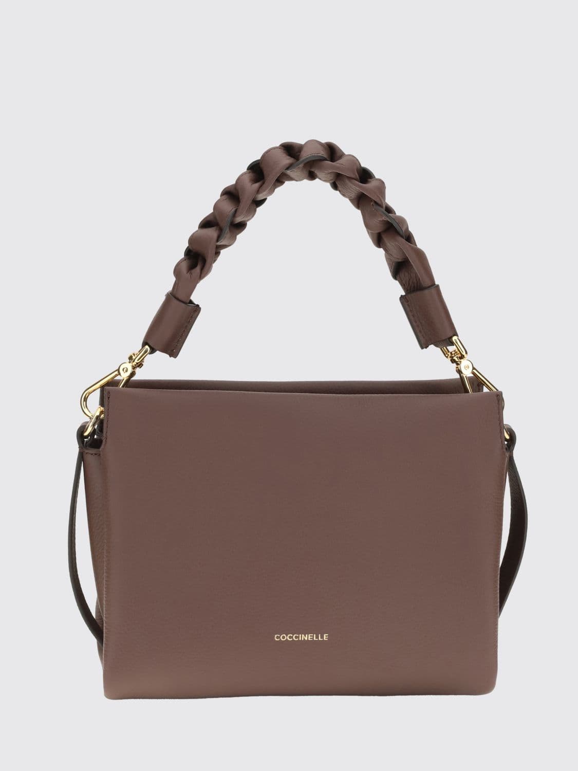 Coccinelle Boheme Grained Leather Mini Handbag with Woven Handle · OS