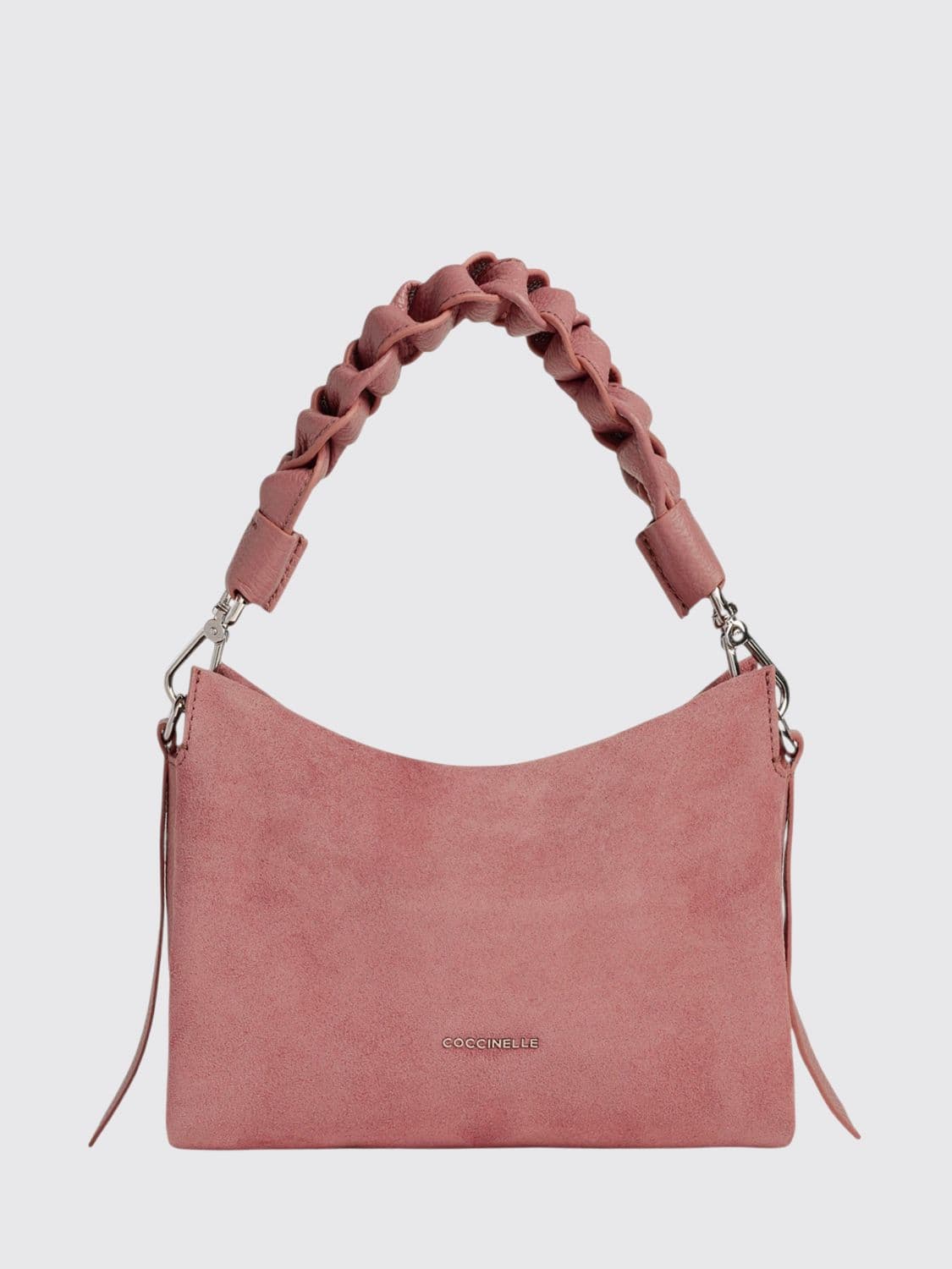 Coccinelle Boheme Suede Mini Shoulder Bag with Woven Handle
