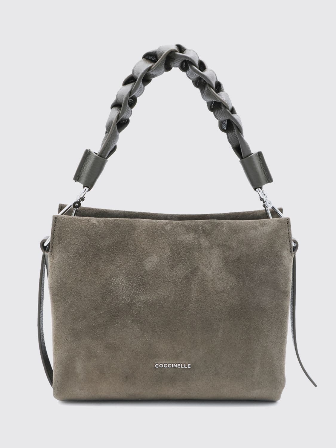 Coccinelle Boheme Suede Mini Shoulder Bag with Woven Handle · OS