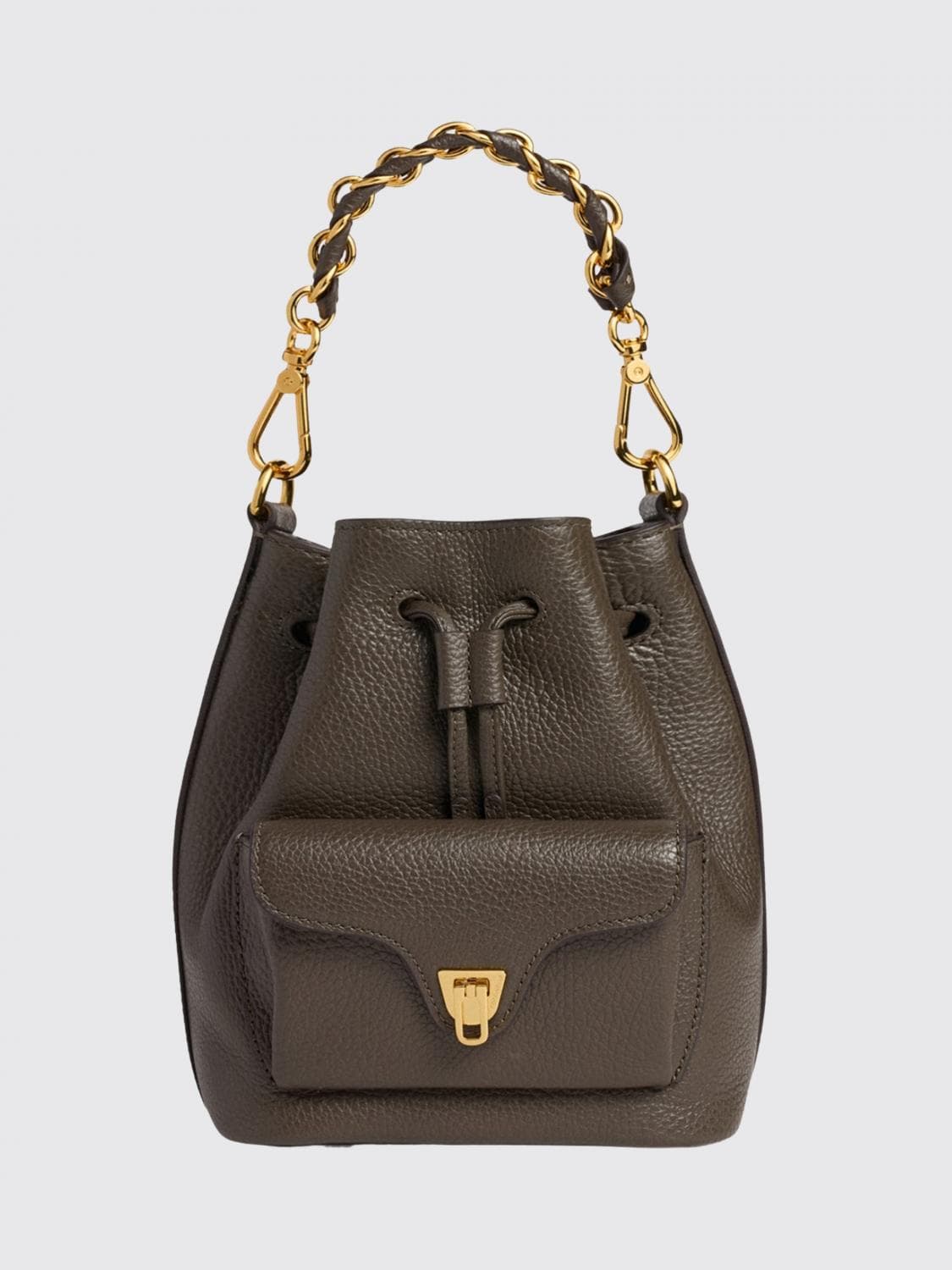Coccinelle Beat Generation Leather Mini Bucket Bag with Woven Handle · OS