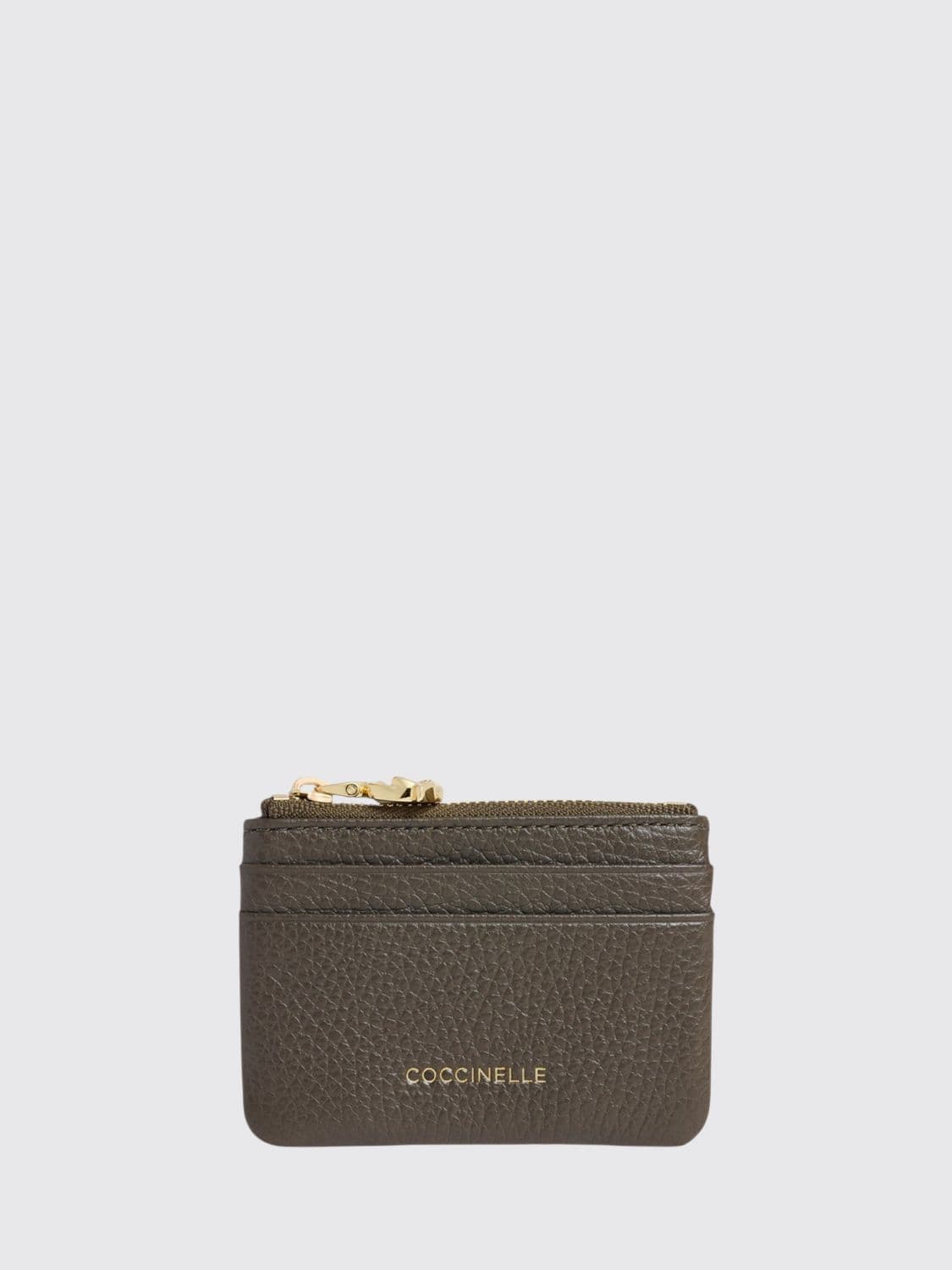 Coccinelle C-Me Softy Grained Leather Flat Card Holder with Zip
