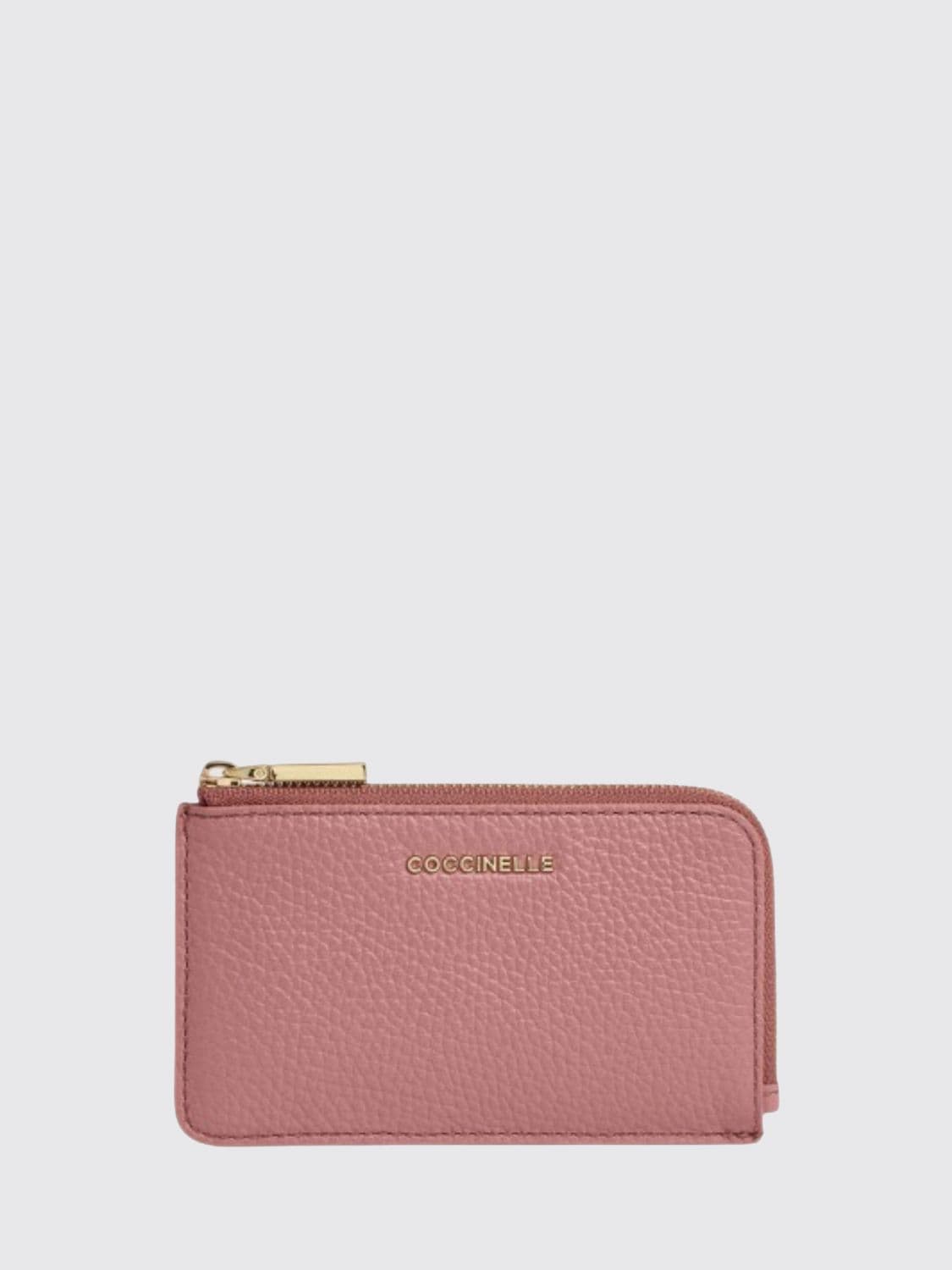 Coccinelle Metallic Soft Grained Leather Card Holder with Zip Closure · OS