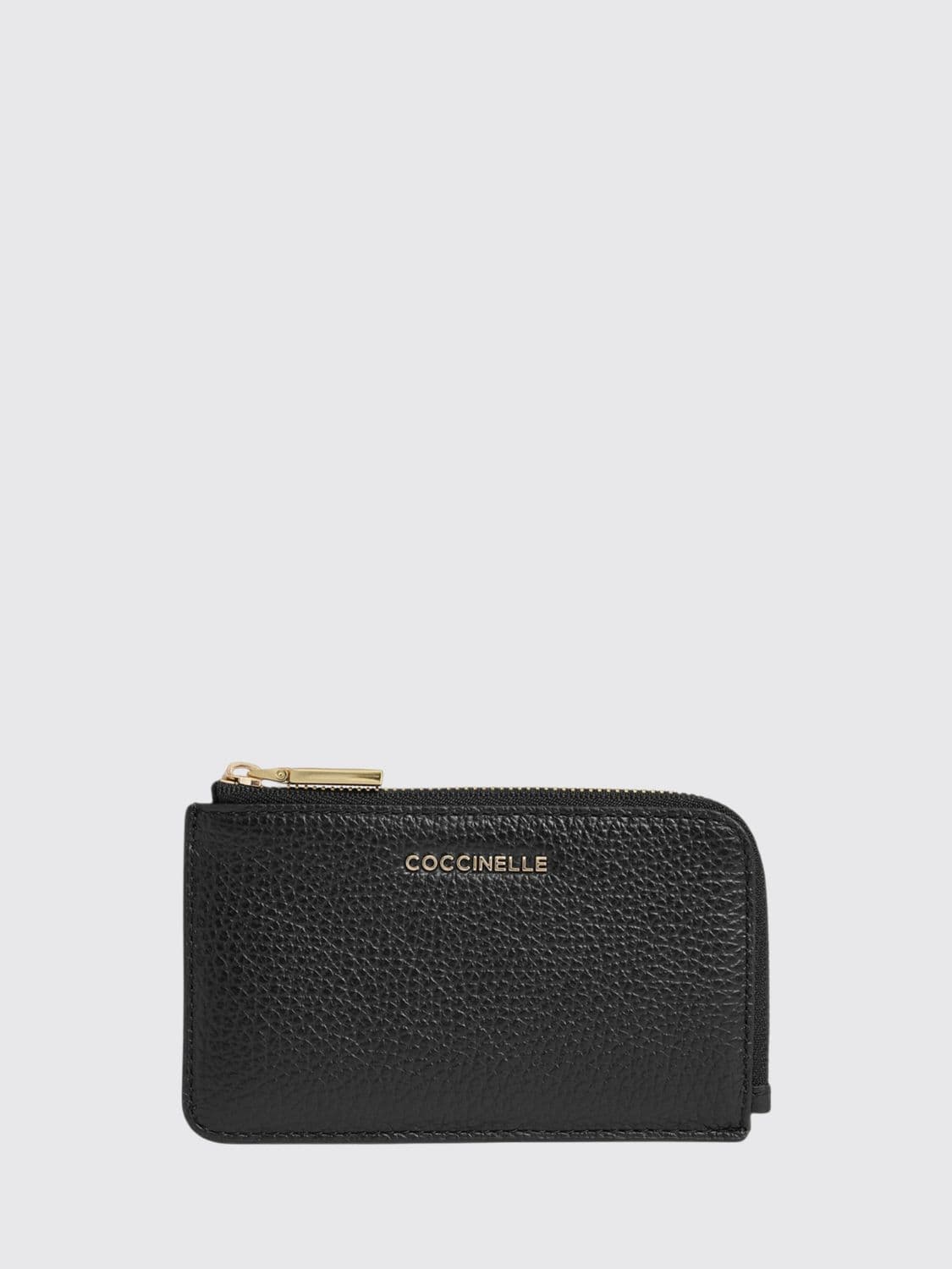 Coccinelle Metallic Soft Grained Leather Card Holder with Zip Closure · OS