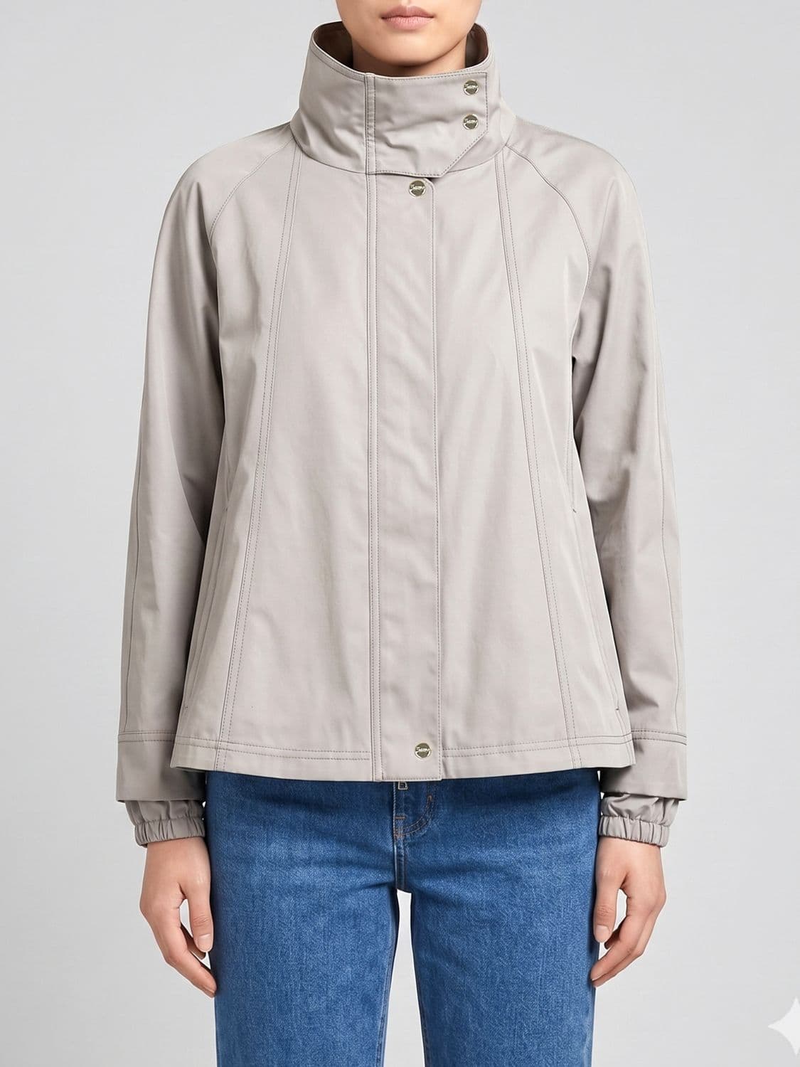 Herno Short Water-Repellent Cotton Windbreaker Jacket with High Neck