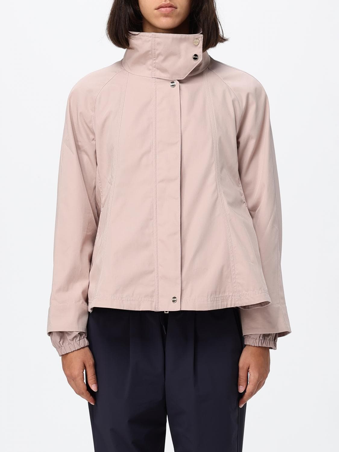 Herno Short Water-Repellent Cotton Windbreaker Jacket with High Neck