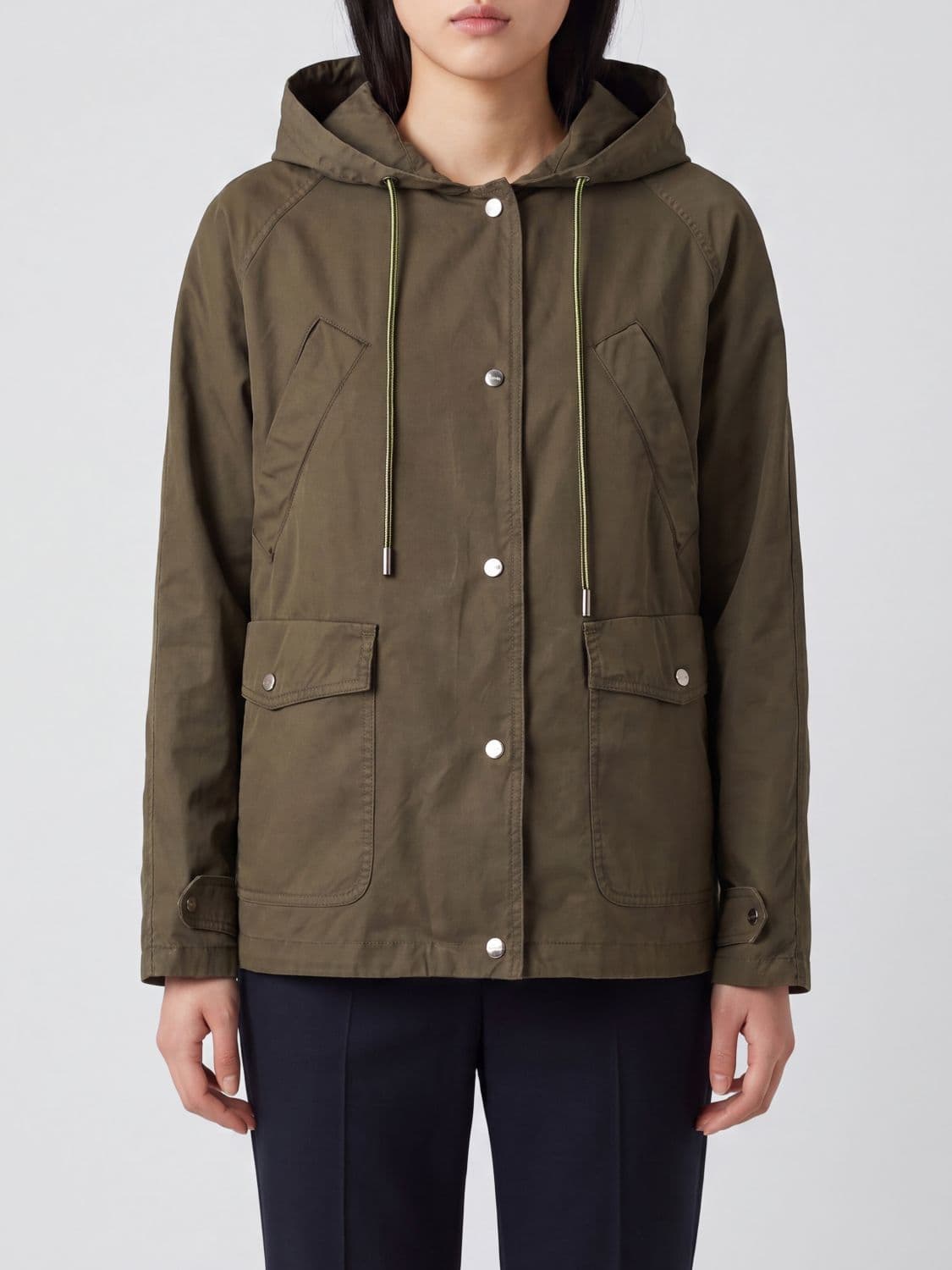 Herno Short Lightweight Cotton Jacket with Hood and Patch Pockets · 38