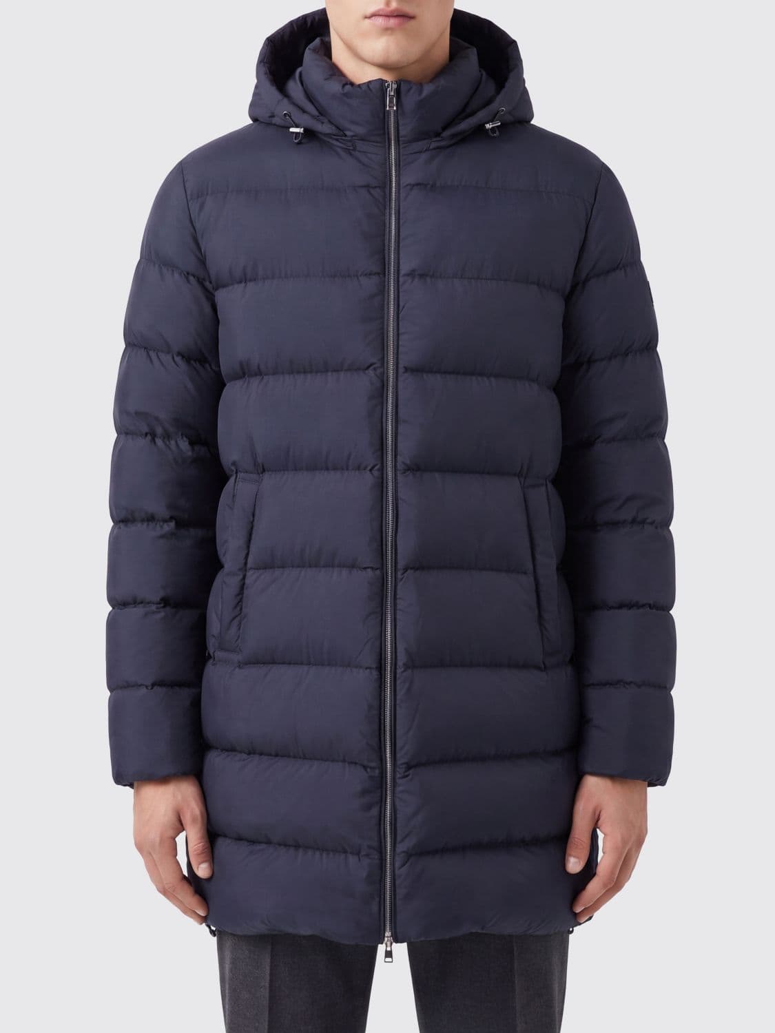 Herno Long Water-Repellent Quilted Nylon Down Jacket with Hood