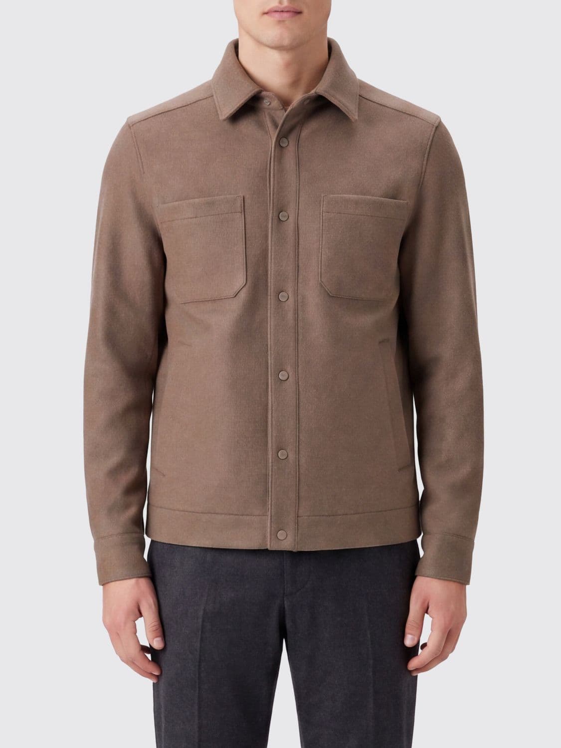 Herno Viscose Blend Shirt Jacket with Classic Collar and Pockets