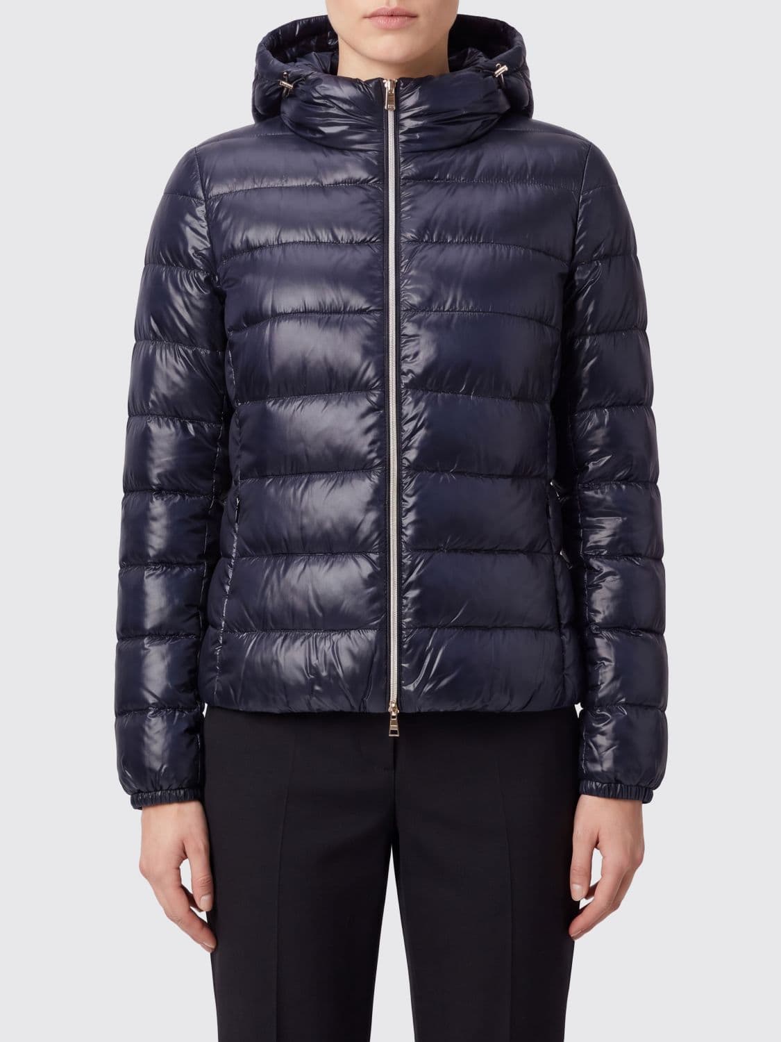 Herno Slim Fit Waterproof Nylon Down Jacket with Hood and Metal Zip