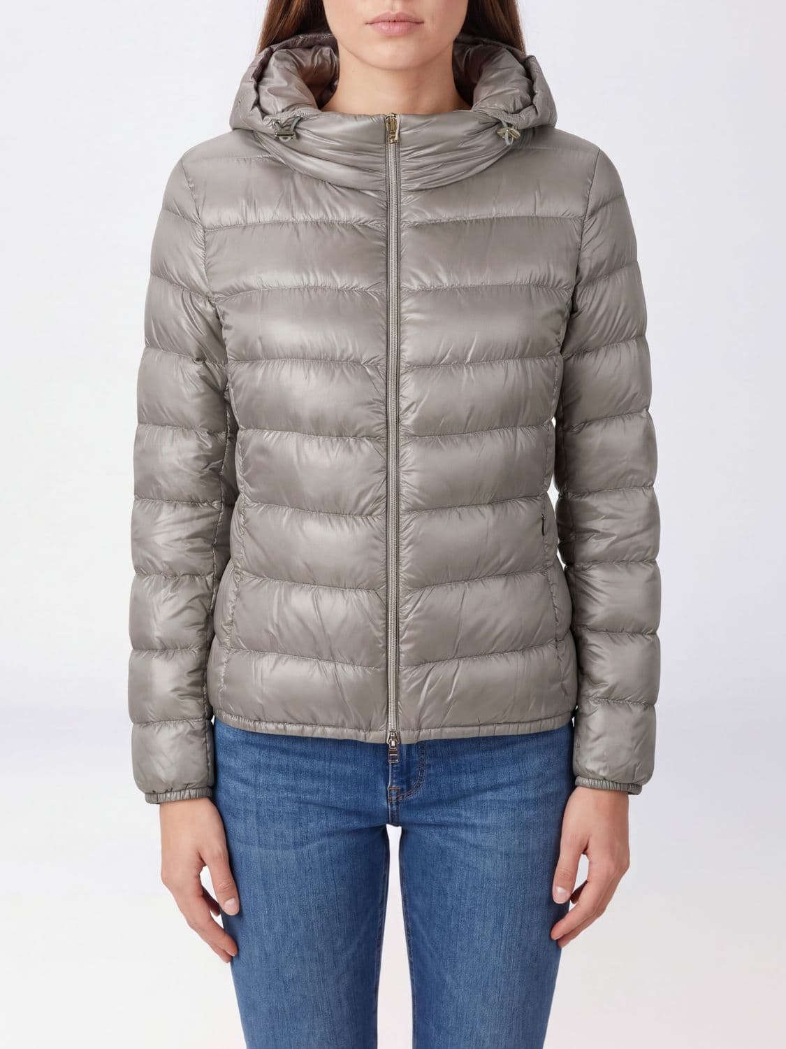 Herno Slim Fit Waterproof Nylon Down Jacket with Hood and Metal Zip