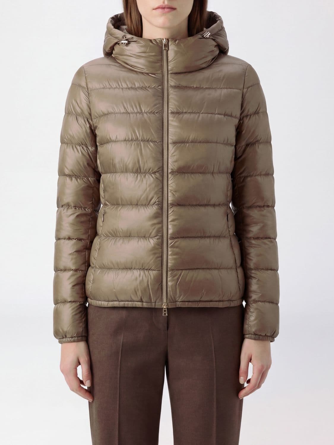 Herno Slim Fit Waterproof Nylon Down Jacket with Hood and Metal Zip