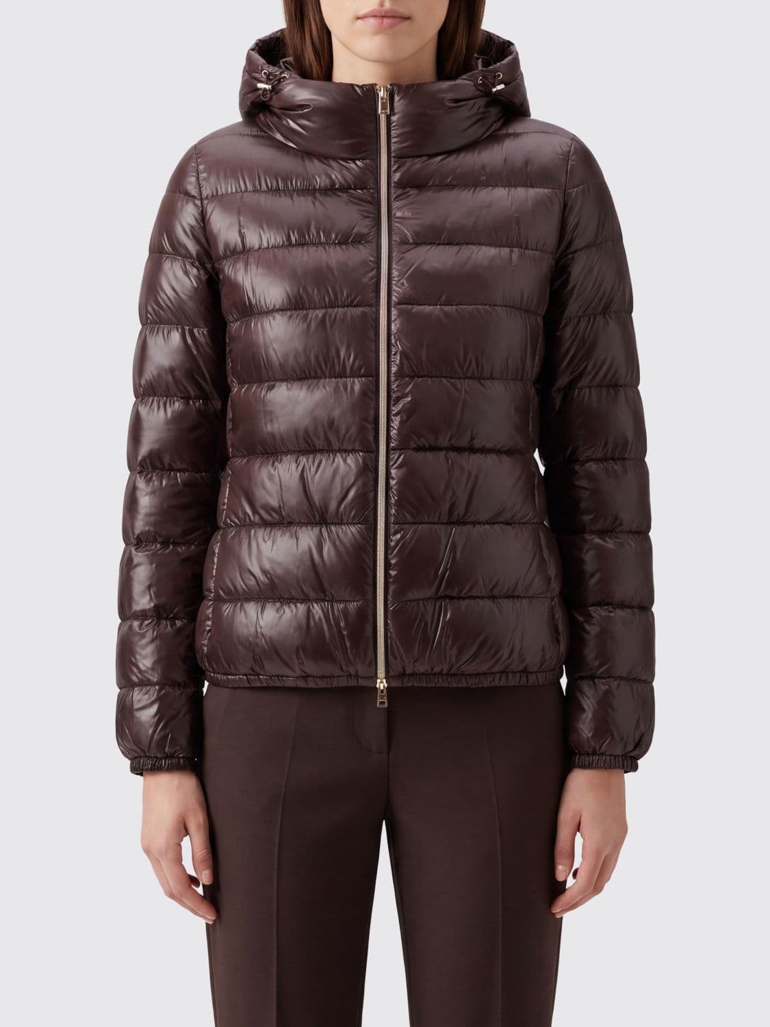 Herno Slim Fit Waterproof Nylon Down Jacket with Hood and Metal Zip