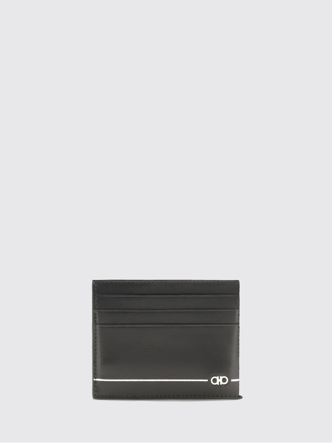 Ferragamo Gancini Smooth Calfskin Card Holder with Contrast Logo · OS