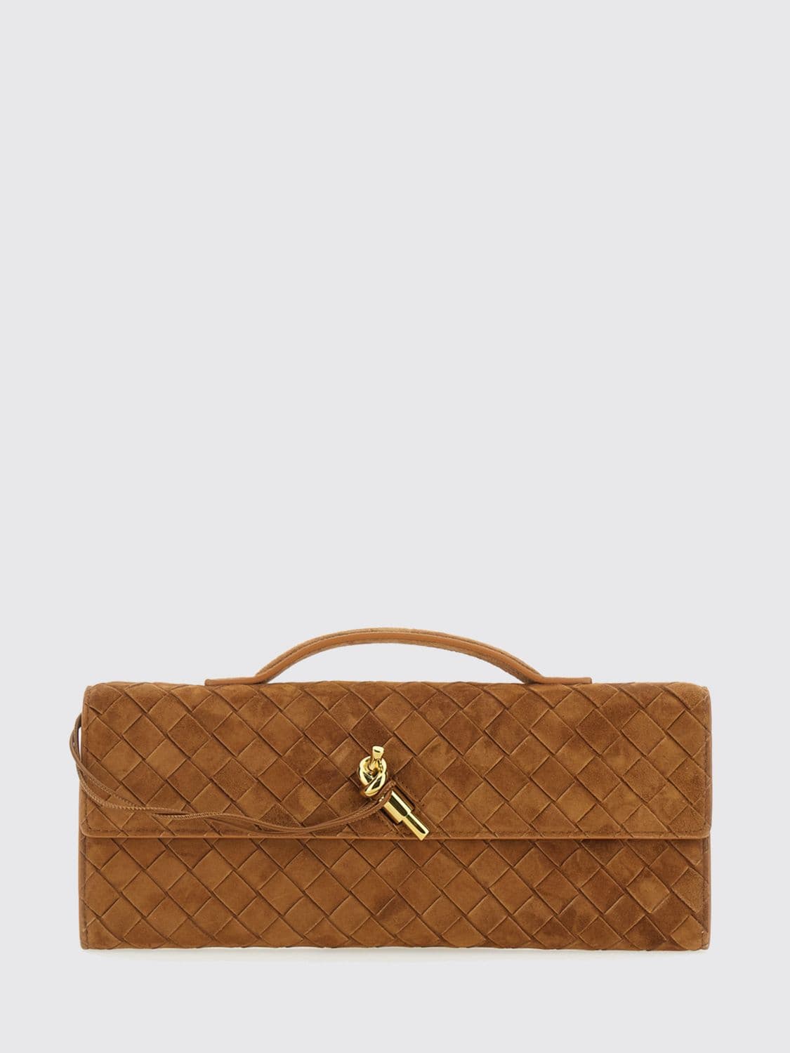 Bottega Veneta Andiamo Intrecciato Suede Leather Clutch · OS