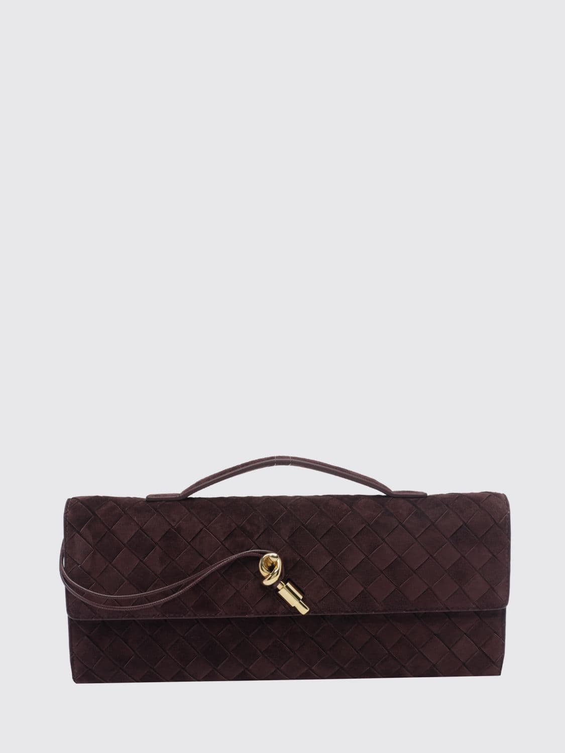 Bottega Veneta Andiamo Intrecciato Suede Leather Clutch · OS
