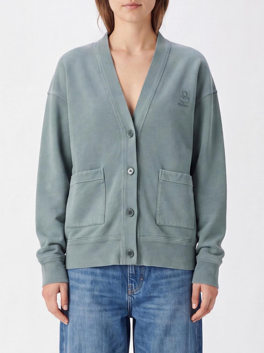Isabel Marant Etoile Relaxed Fit V-Neck Cardigan in Cotton Blend