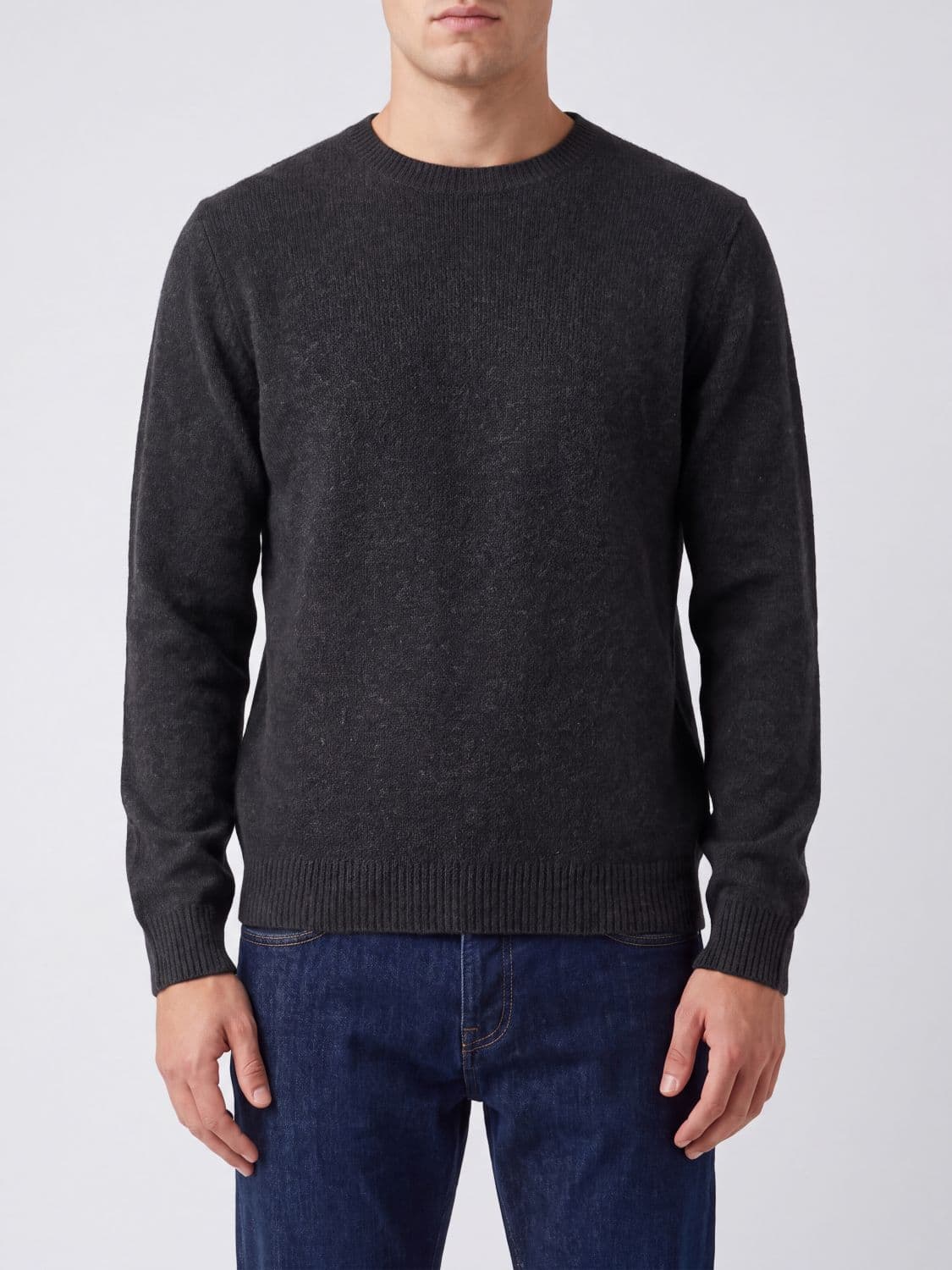 Roberto Collina Pure Wool Crewneck Jumper with Ribbed Edges