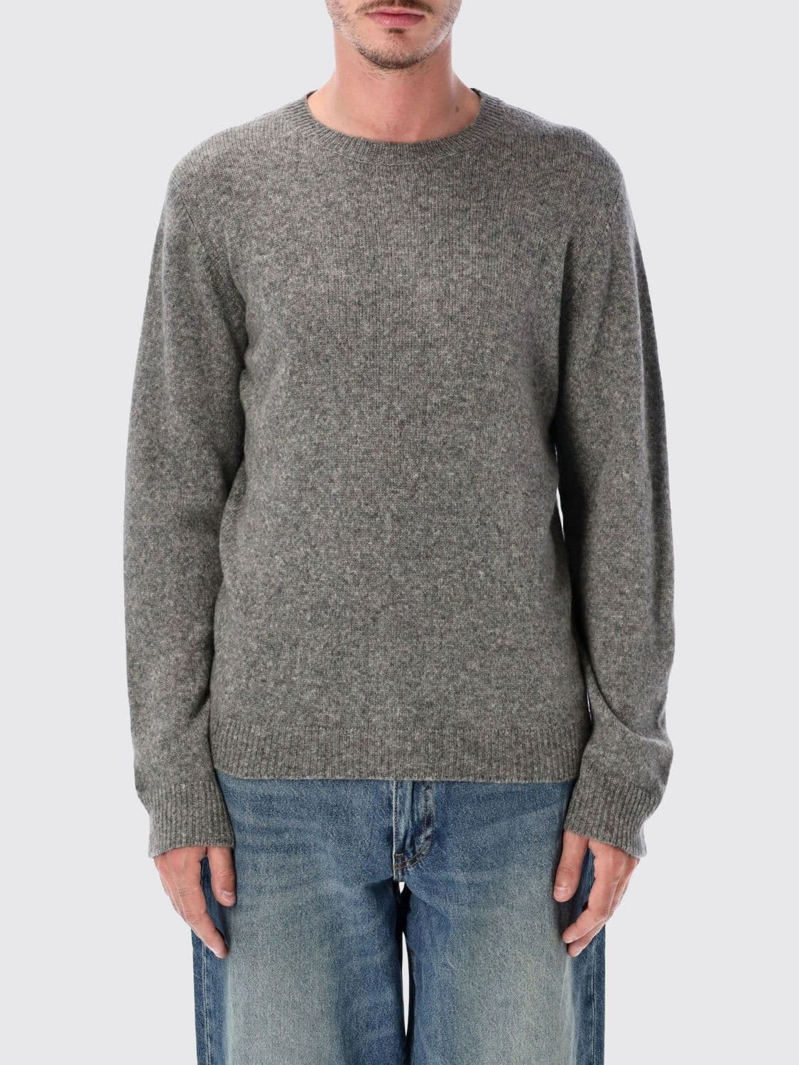 Roberto Collina Pure Wool Crewneck Jumper with Ribbed Edges