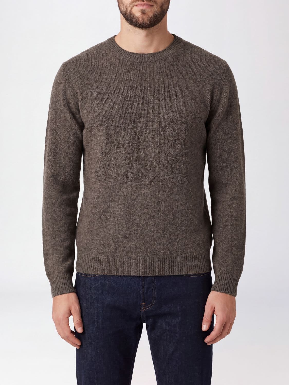 Roberto Collina Pure Wool Crewneck Jumper with Ribbed Edges