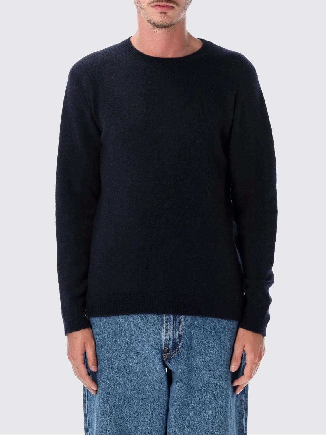 Roberto Collina Pure Wool Crewneck Jumper with Ribbed Edges