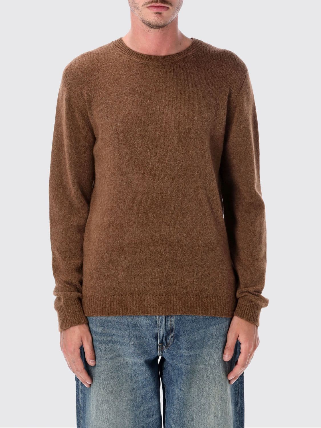 Roberto Collina Pure Wool Crewneck Jumper with Ribbed Edges