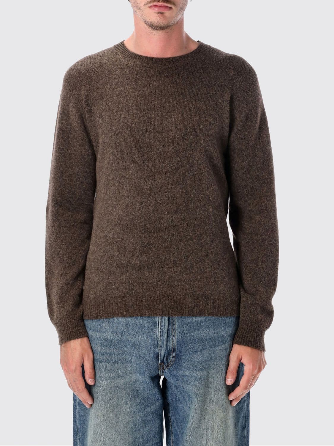 Roberto Collina Pure Wool Crewneck Jumper with Ribbed Edges
