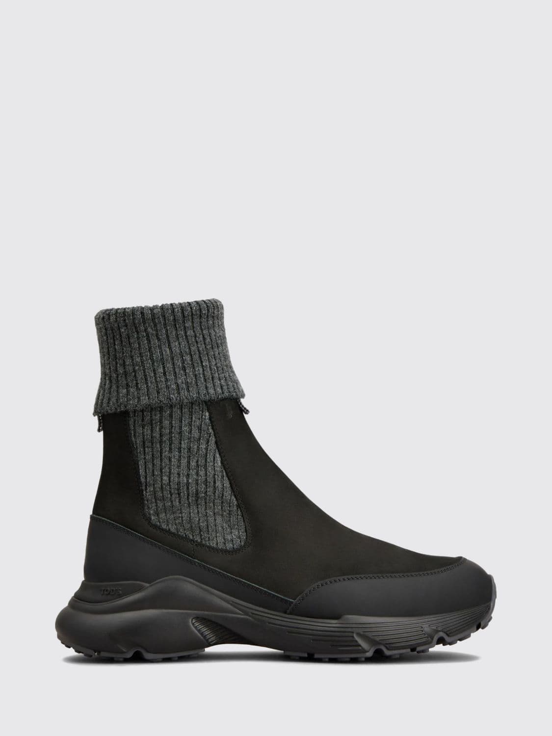 Tod's Leather and Nubuck Chelsea Ankle Boots with T Timeless Logo and Lug Sole