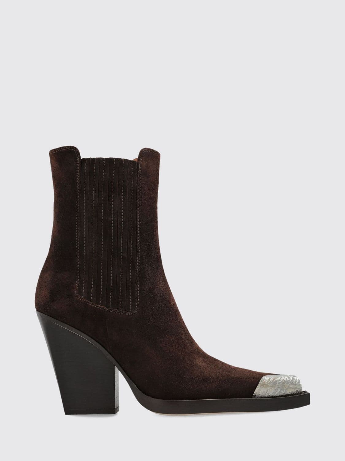 Paris Texas Dallas Suede Western Ankle Boots with Metal Toe Cap and High Heel