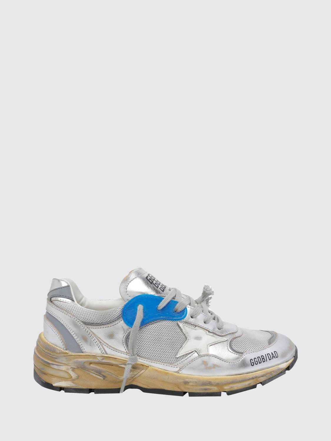 Golden Goose Dad-Star Leather and Mesh Sneakers with Distressed Effect