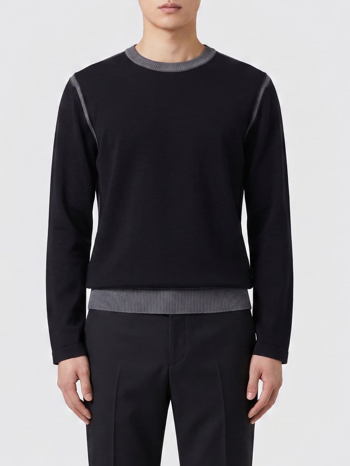 Mm6 Maison Margiela Crewneck Pure Wool Jumper with Contrast Trim