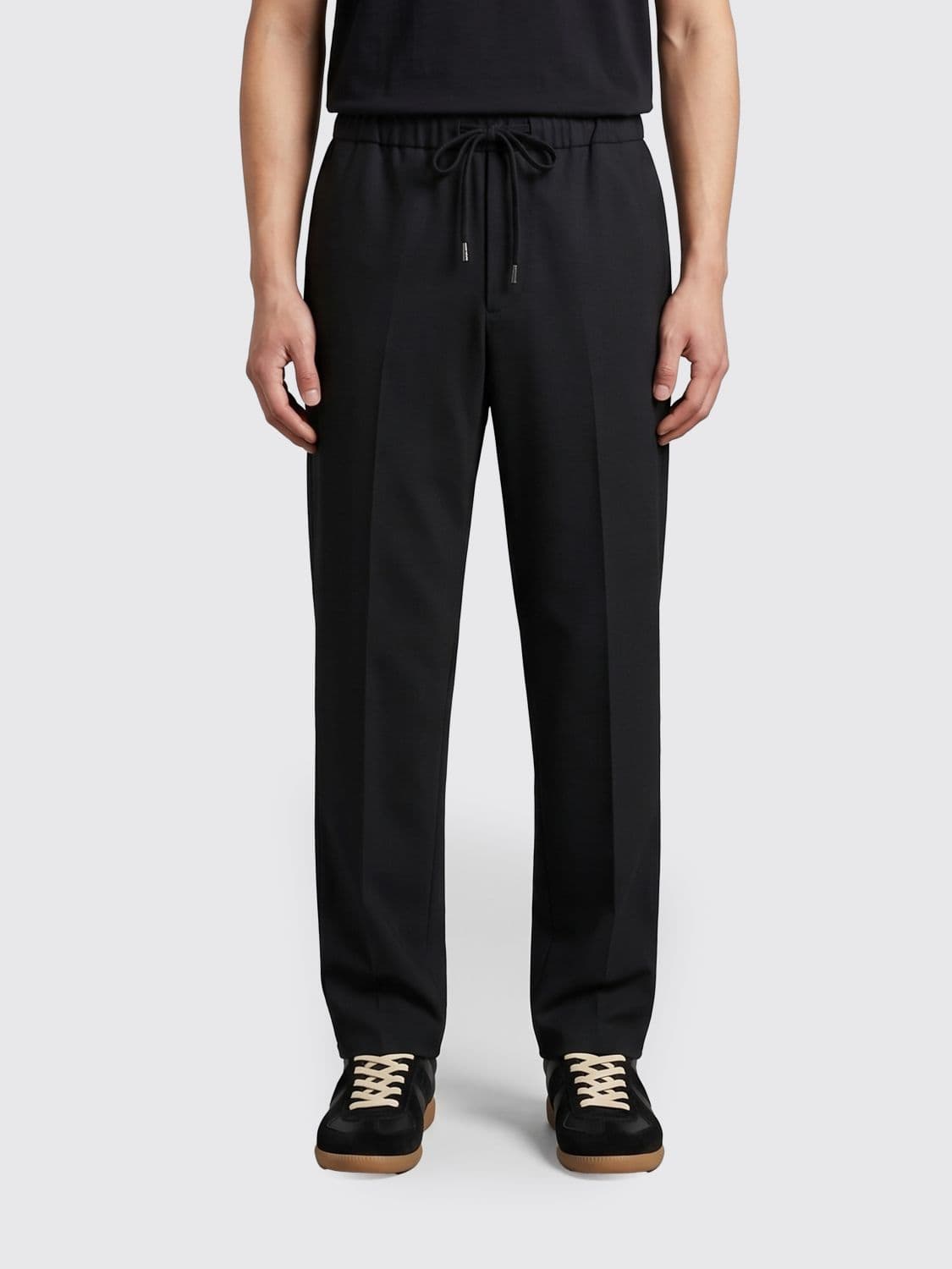 Mm6 Maison Margiela Wide-Leg Wool-Blend Trousers with Drawstring Waist