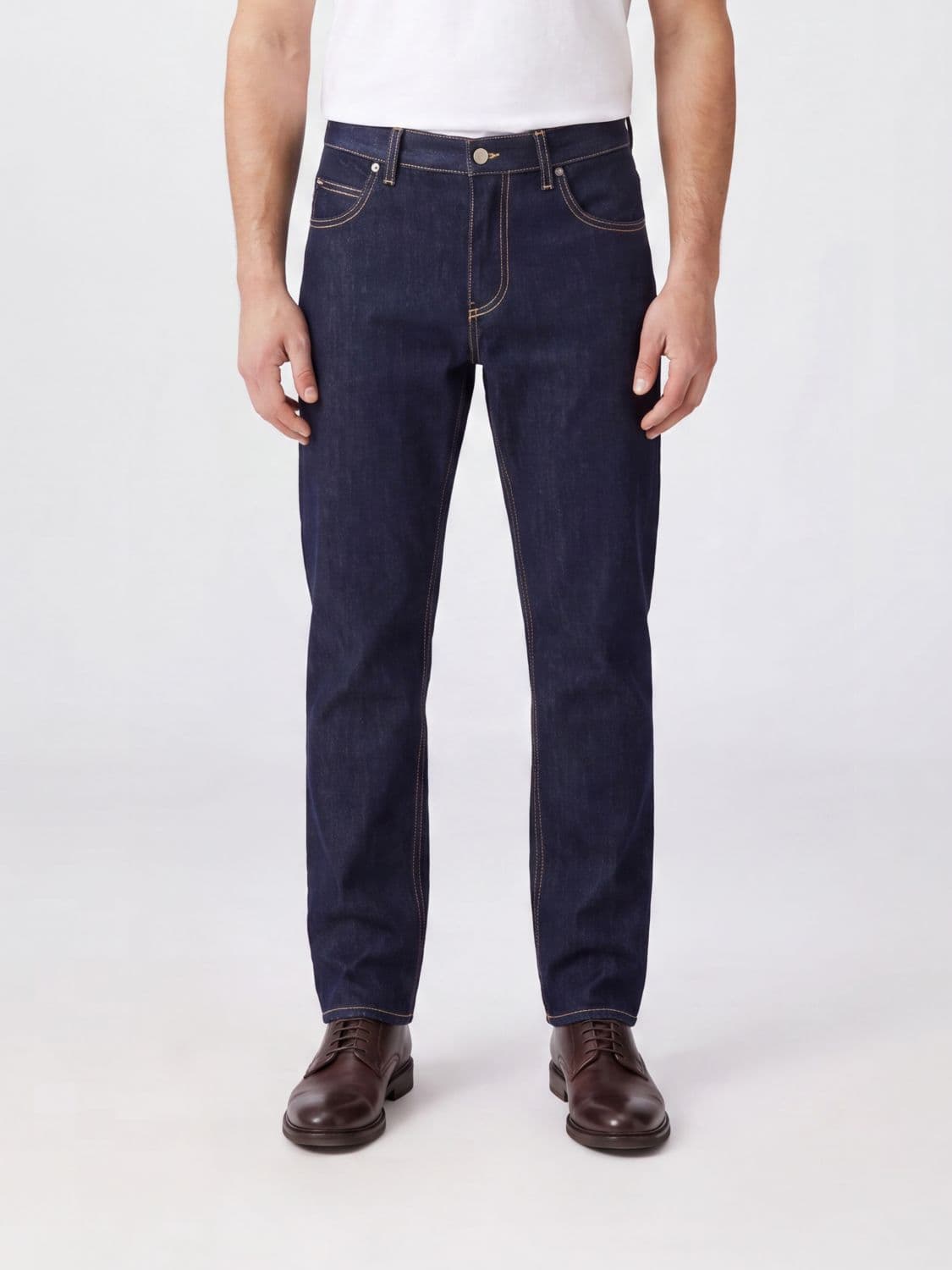Dolce & Gabbana Straight Fit Cotton Denim Jeans with Rear Logo Plaque