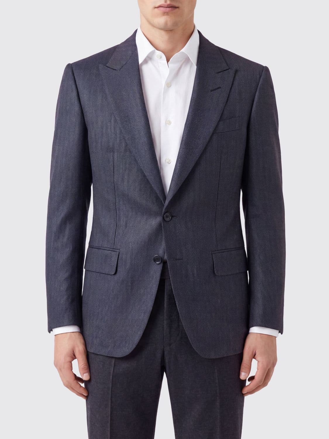 Tom Ford Single-Breasted Wool-Blend Blazer with Peak Lapels and Flap Pockets